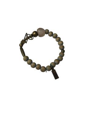 Women's Ink + Alloy Olive Green/Beige & Antique Brass Beaded One Size Bracelet